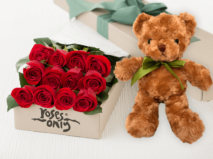 Rose teddy deals bear gift box