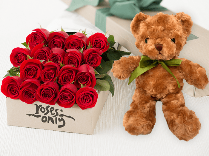 rose teddy bear gift box