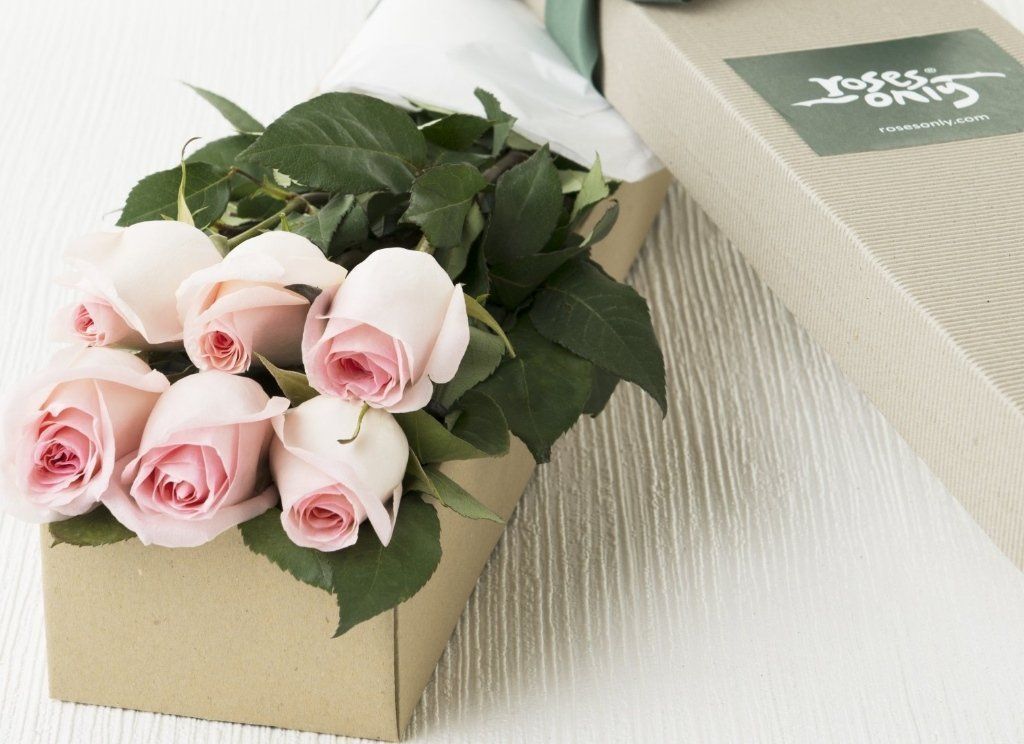 Mother's Day 6 Pastel Pink Roses Gift Box