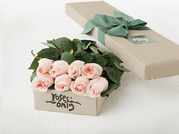 9 Pastel Pink Roses Gift Box